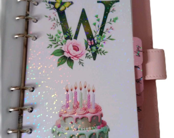Beautiful "jo" birthday binder  (multiple colour variations to choose from) up to 8 personalised dashboards, double vellums and trackers.