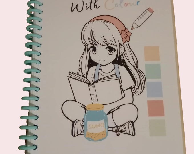 Cash stuffing save with colour colouring savings challenge book. colour and save over 800 over 26 pages to colour.