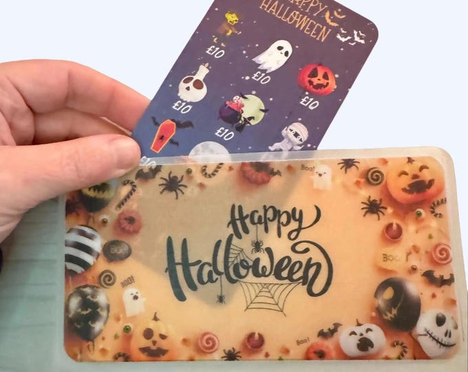 Halloween tracker card with matching vellum envelope to fit binder a6 size for cash stuffing. save a total of 100.
