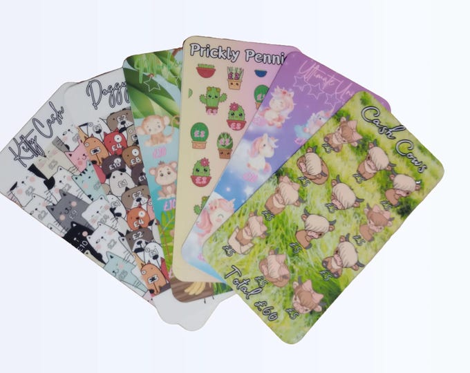 Cash Saving Challenge Cards Bundle – Animal Designs for Savings Trackers