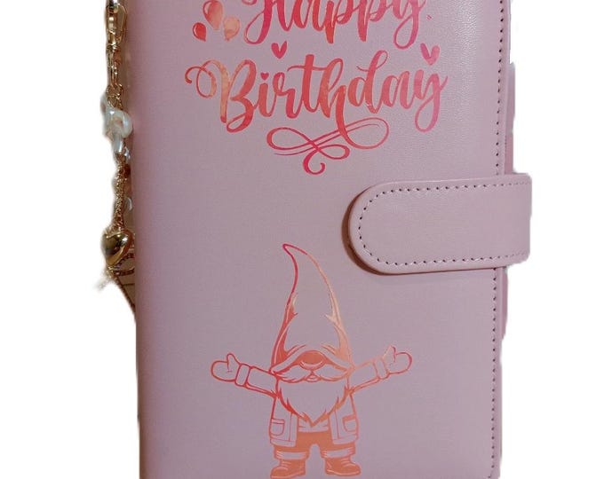 Birthday gonks savings binder set. incl binder, charm, vinyl decoration, double vellums and personalised trackers to fit your requirements.