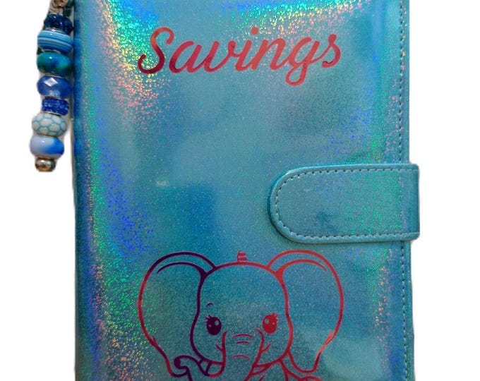 Elephant themed savings binder. includes 2 to 20 savings trackers plus 5 extra categories personalised for you.