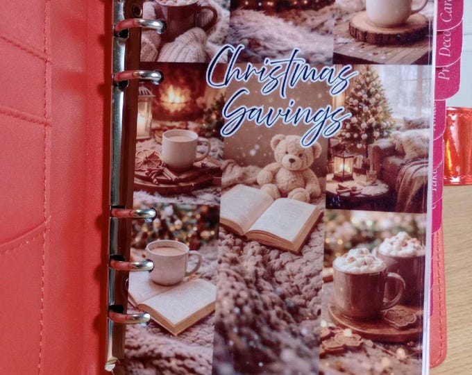 Christmas savings binder. incl dashboards, dashboard sized trackers and matching vellums. choose your own categories and savings amounts.