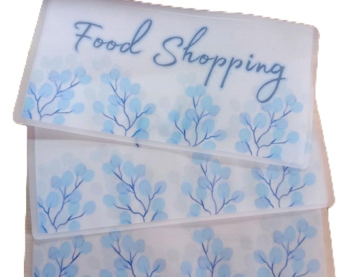 Vellum envelopes to hold cash - purse sized - personalise to suit your categories. blue cotton flower design.