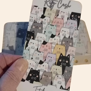 Kitty cash tracker card with matching vellum envelope to fit binder a6 size for cash stuffing. save a total of 180.