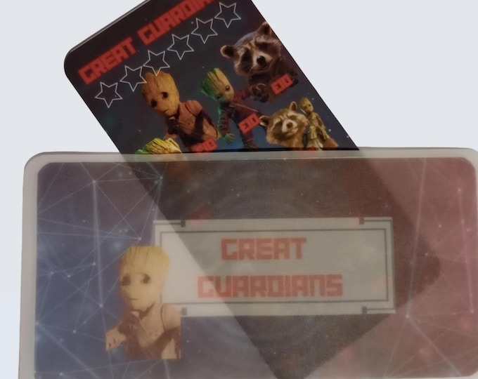 Groot / rocket saver tracker card with matching vellum envelope to fit binder a6 size for cash stuffing. save a total of 100