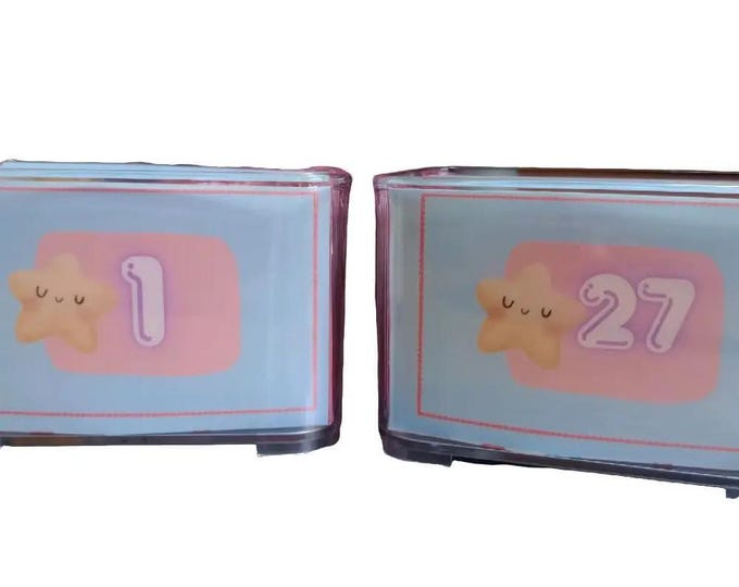 52 week challenge envelope set in stacking boxes. laminated.