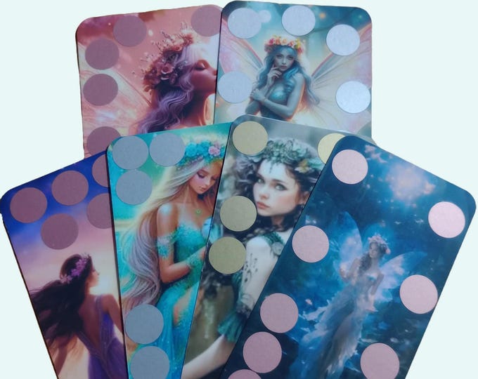 Cash saving challenge cards fae scratcher bundle - 6 fae themed scratch off saving challenge cards save 80 per card (480 total per set)