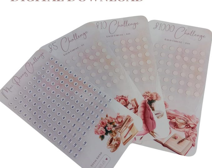 Savings Challenge Printable Starter Bundle | Cash Stuffing Tracker PDF | Budget Planner Insert | Instant Download