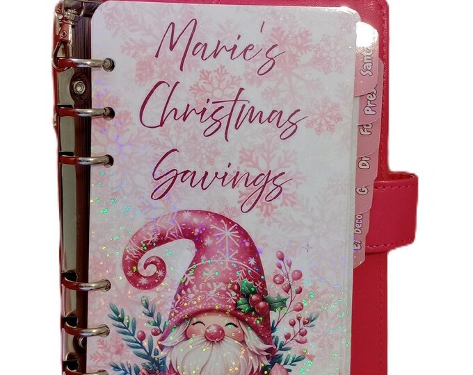 Pink Gonk Christmas Savings Binder: Personalized Dashboards, Vellum Inserts, Sparkles