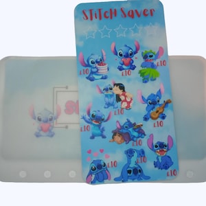 Carte de suivi Stitch saver avec enveloppe en vélin assortie pour ranger dans un classeur A6 pour le rembourrage d'espèces. économisez un total de 100 (plus 5 étoiles répétées)