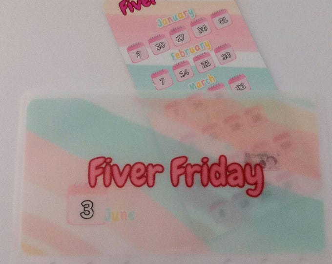 Fiver friday tracker card with matching vellum envelope to fit binder a6 size for cash stuffing. save a total of 260