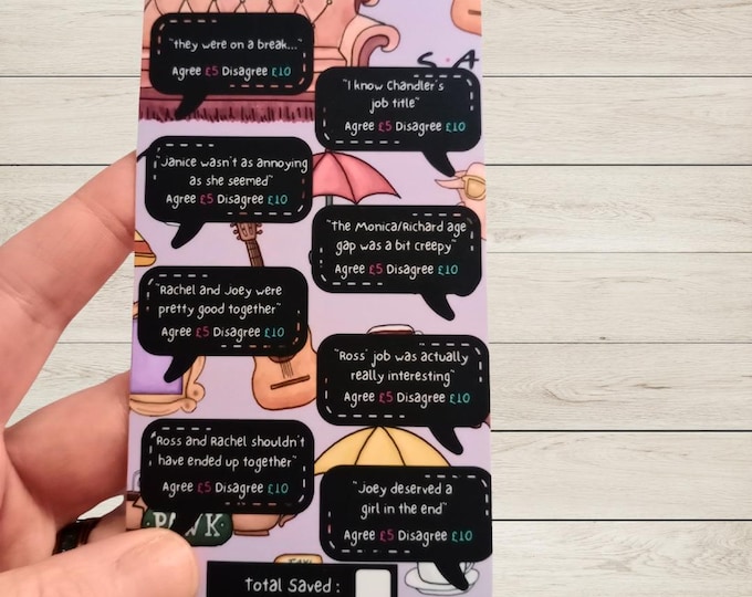 Cash saving challenge cards for cash stuffing binder a6 size. friends opinion savings card. cash stuffing. agree/disagree save between 40-80