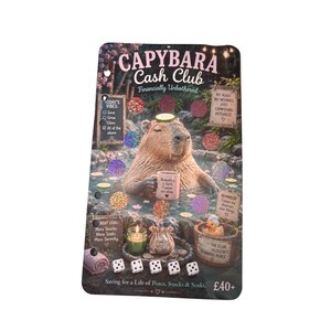 Capybara Cash Club Savings Challenge | A6 Cash Stuffing Tracker | Scratch Off & Dice Saving Game | Budget Binder Insert | Save 40+