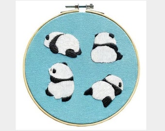 Kit da ricamo, Kit da ricamo Panda, Kit da ricamo animali, Kit da ricamo per principianti, Kit da ricamo completo, Kit da ricamo moderno, Fai da te