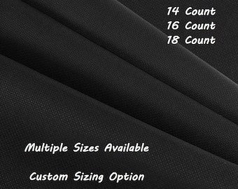14 16 18 Count Aida Fabric Black, Cross Stitch Fabric, Aida Cloth, Black Aida, Big, Large, Small, Custom Size, Fabric for Stitching