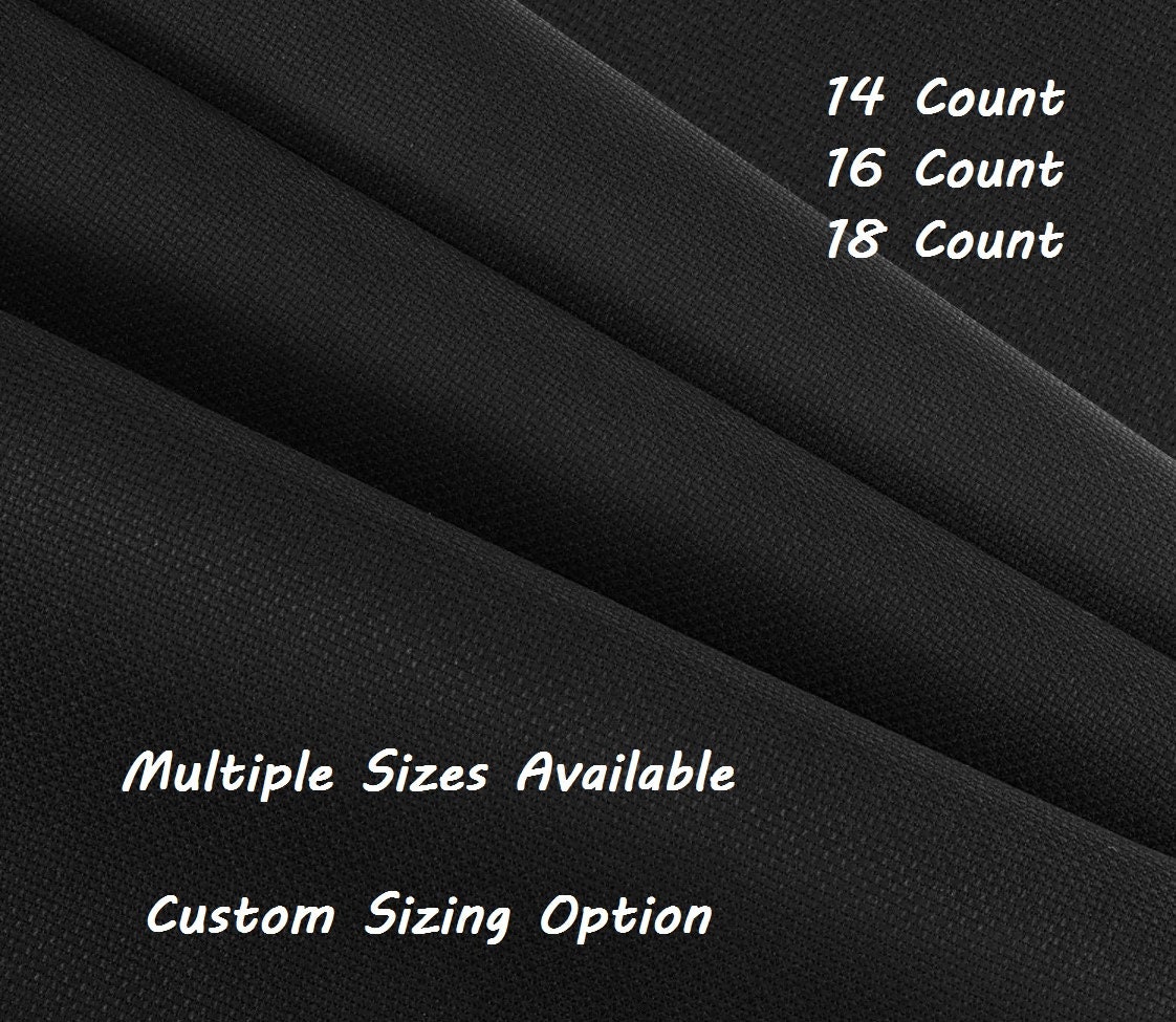 DONMON aida cloth 18 count cross stitch fabric,12 by 60inch(18ct,black)