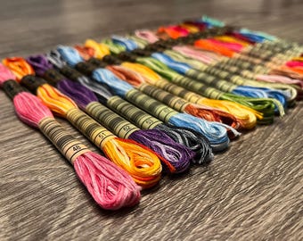 DMC Variegated Embroidery Floss, Pick Your Colors, Six Strand 8 Meters Cotton Cross Stitch Mouline Thread, Cross Stitch Thread, Needlepoint