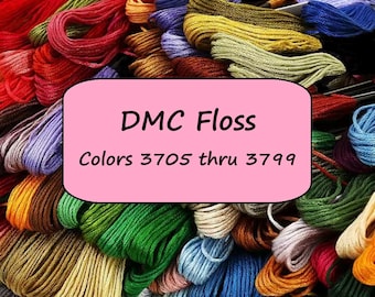 3700 Series DMC Embroidery Floss, Color 3705 Through 3799, Six Strand 8 Meters Cotton Cross Stitch Mouline Thread