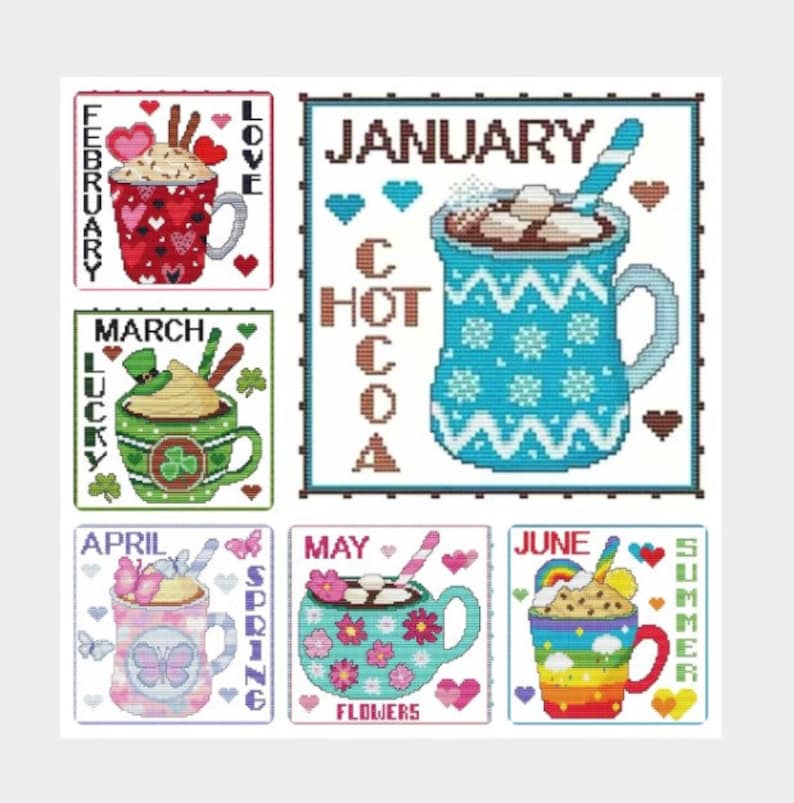 Diamond Painting Kit Bundle, Set of 12, One for Every Month, Calendar