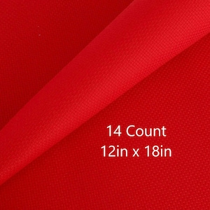 14 Count Aida Fabric Cloth, 12inx18in, Bright Red, Christmas Fabric, Cross Stitch Fabric