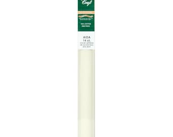 14 Count DMC Charles Craft Gold Standard Aida, 15in x 18in, Rolled, Box, Antique White, Cross Stitch Cloth Fabric