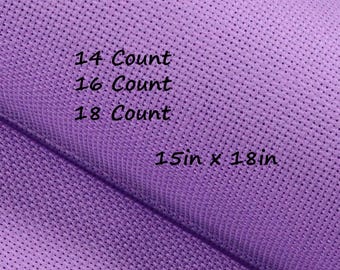 14, 16, 18 Count Aida, 15in x 18in, Light Purple, Lavender, Cross Stitch Cloth Fabric, Generic