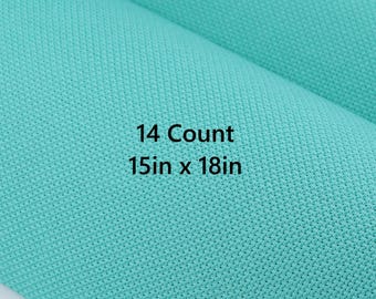 14 Count Aida, 15in x 18in, Teal, Sea Green, Cross Stitch Cloth Fabric, Generic