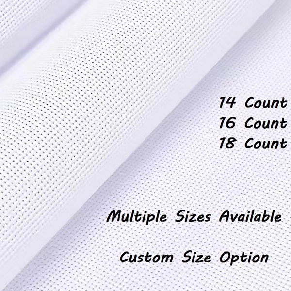 14 16 18 Count Aida Fabric White, Cross Stitch Fabric, Aida Cloth, White Aida, Big, Large, Small, Custom Size, Fabric for Stitching