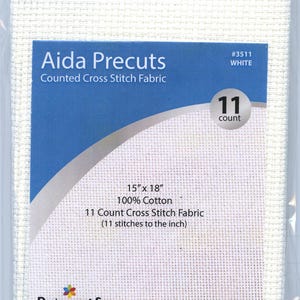 11 Count Design Works Gold Quality Aida 15x18, White, Cross Stitch Fabric, Needlecrafts, 100% Cotton, Made in USA