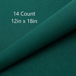 14 Count Aida Fabric Cloth, 12in x 18in, 19in x 28in, Dark Green, Christmas Fabric, Cross Stitch Fabric