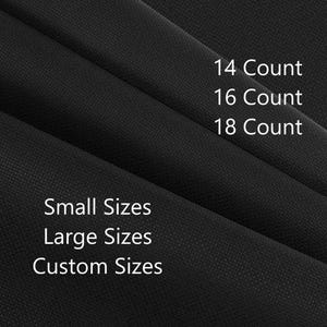 14 16 18 Count Aida Fabric Black, Cross Stitch Fabric, Aida Cloth, Black Aida, Big, Large, Small, Custom Size, Fabric for Stitching