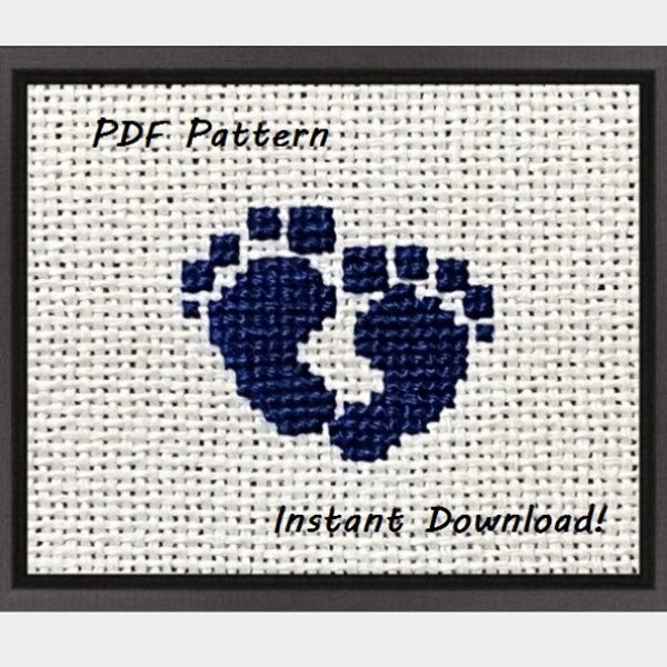Tiny Blue Baby Feet Pattern - Cross Stitch Pattern, Embroidery Pattern, Diamond Painting Pattern, Fuse Bead Pattern