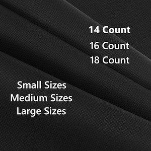 14 16 18 Count Aida Fabric Black, Cross Stitch, Aida Cloth, Black Aida, Big, Large, Medium, Small, Fabric for Stitching, Generic image 1