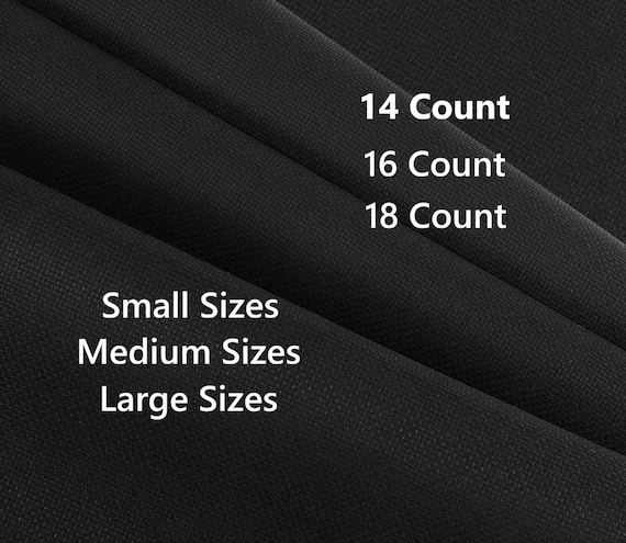 14 16 18 Count Aida Fabric Black, Cross Stitch, Aida Cloth, Black Aida, Big, Large, Medium, Small, Fabric for Stitching, Generic