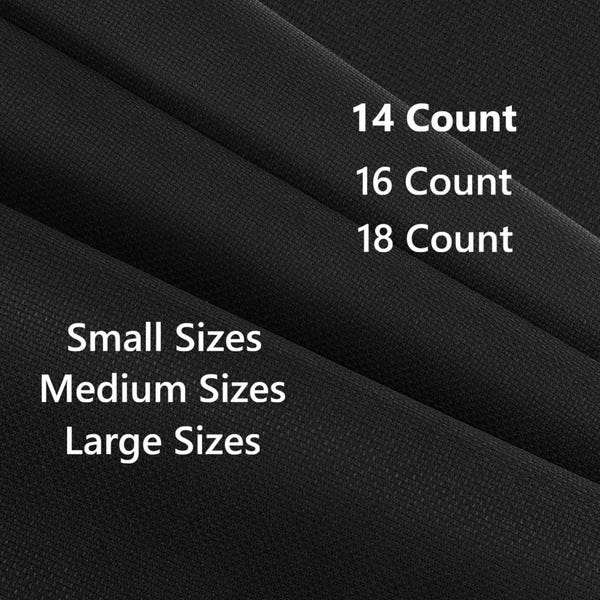 14 16 18 Count Aida Fabric Black, Cross Stitch, Aida Cloth, Black Aida, Big, Large, Medium, Small, Fabric for Stitching, Generic