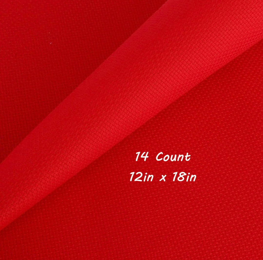 14 Count Aida Fabric Cloth, 12inx18in, Bright Red, Christmas Fabric