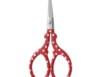 Red Polka Dot Embroidery Scissors, Small Craft Scissors, Cross Stitch, Stainless Steel
