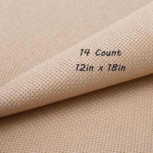 14 Count Aida Cloth Fabric, 12inx18in, Tan, Khaki, Beige, Light Brown, Cross Stitch Fabric