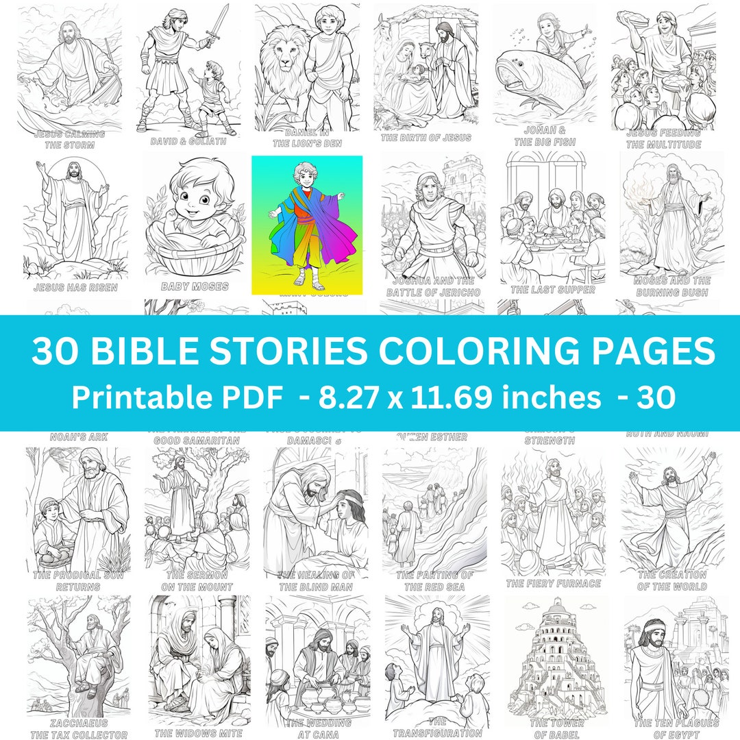 30 Bible Stories Coloring Book for Children - Etsy