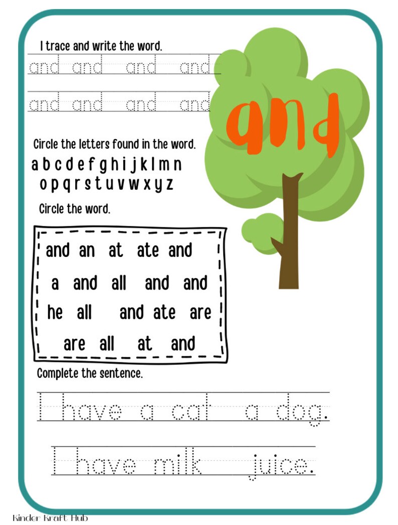 Kindergarten Prep Workbook, Primary Sight Word Workbook, Preschool