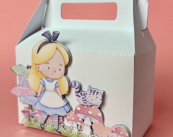 Alice in Wonderland favor box | Personalized Alice gable favor box | Alice in Wonderland party decorations | Alice in Wonderland theme party