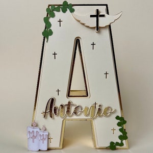 Carta 3D Primera Comunión / Decoraciones fiesta Primera Comunión / Decoraciones fiesta religiosa / Decoración religiosa / Número 3D