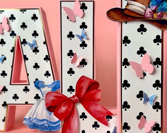 Alice in Wonderland 3D Letters | Alice in Wonderland party decorations | Custom 3d Letters | Onederland Letters | 3D Number