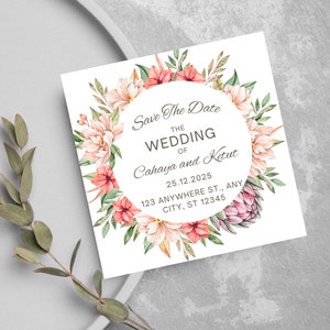 Floral Wedding Card | Wedding Day Card | Happy Wedding Day | Congratulations Card | Greetings Card | Printable Card | Editable Wedding Card