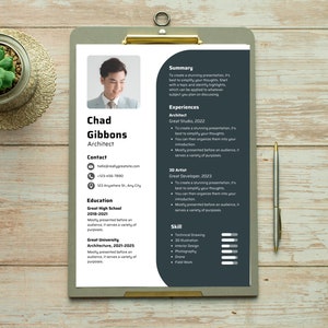 Resume Template with Photo | Professional Resume | Clean CV Template with Picture | Curriculum Vitae | CV Template | Resume Template