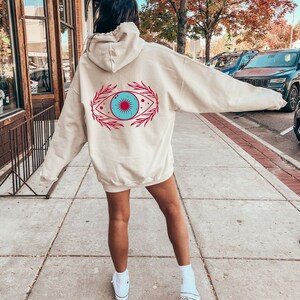 Evil Eye Hoodie, Indie Clothes, Tarot Hooded Sweatshirt, Witch Shirt, Graphic Print, Mystical, All Seeing Eye, Good Energy, Celestial, Y2K