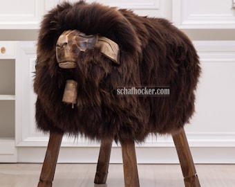 Sheep stool Rosi the cheeky girl brown bear brown designer stool sheep animal stool