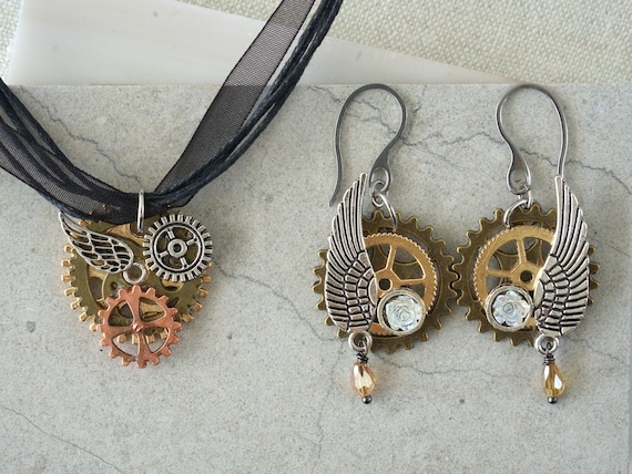 Steampunk Ohrringe Mit Zahnrad-Design - Einzigartiger Schmuck Im Industrial-Look, 1 Paar