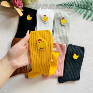 Funny Chick Socks,Cute Animal Socks,Embroidered Sock,Winter Warm Socks,Women Socks,Cotton Socks,Comfortable Socks,Cartoon Socks,Perfect Gift